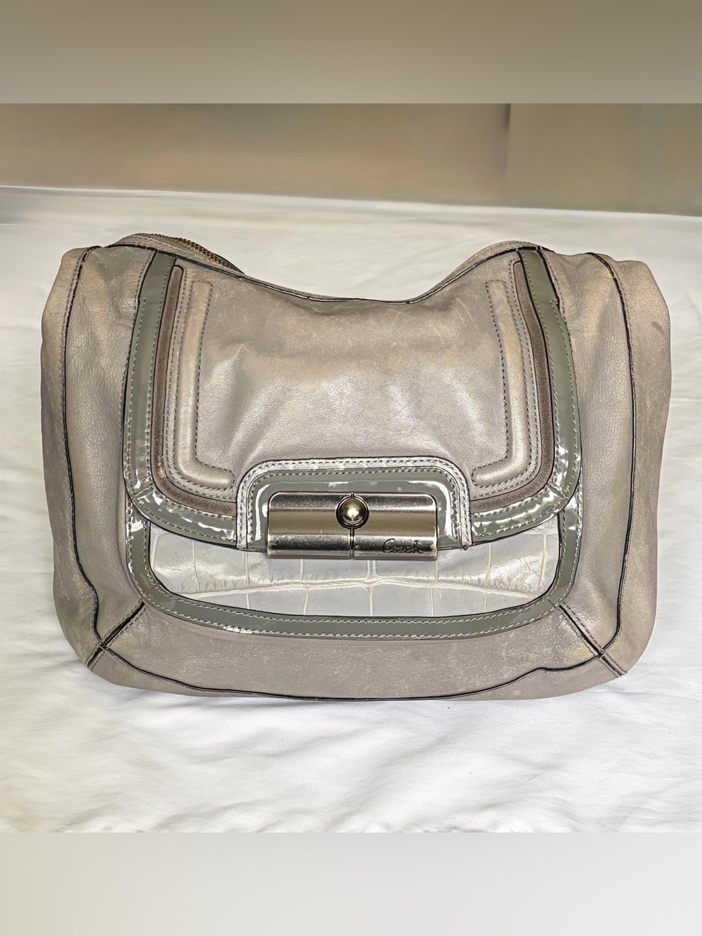 Coach Kristin Spectator Leather Hobo F18287 Gray